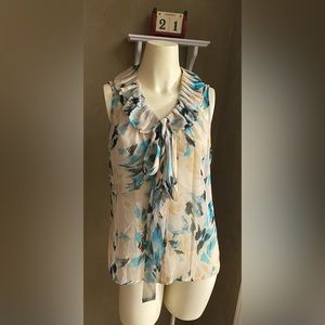 Antonio Melani Silk Blouse, Women’s size S, Sleeveless, Ruffle collar